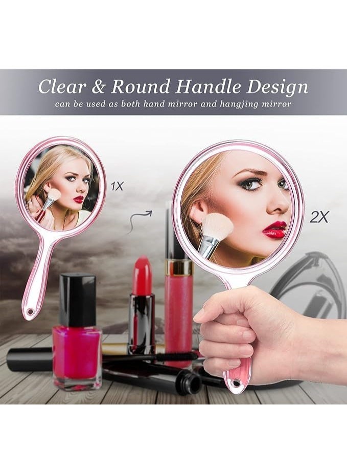 مراة مكياج اكريليك دائرية الشكل محمولة باليد -للحمام وطاولة الزينة - والحلاقة والصالونات ولمجموعة السفر - تصميم أنيق ومدمج لسهولة الحمل والتخزين،- متعدد الالوان - Image 3